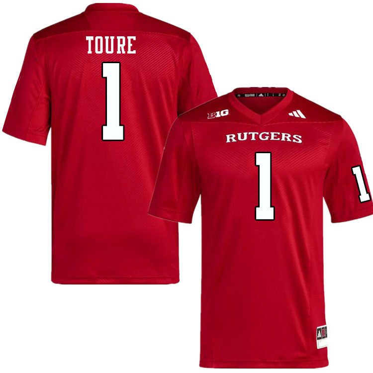 Men #1 Famah Toure Rutgers Scarlet Knights 2024 College Football Jerseys Stitched-Scarlet